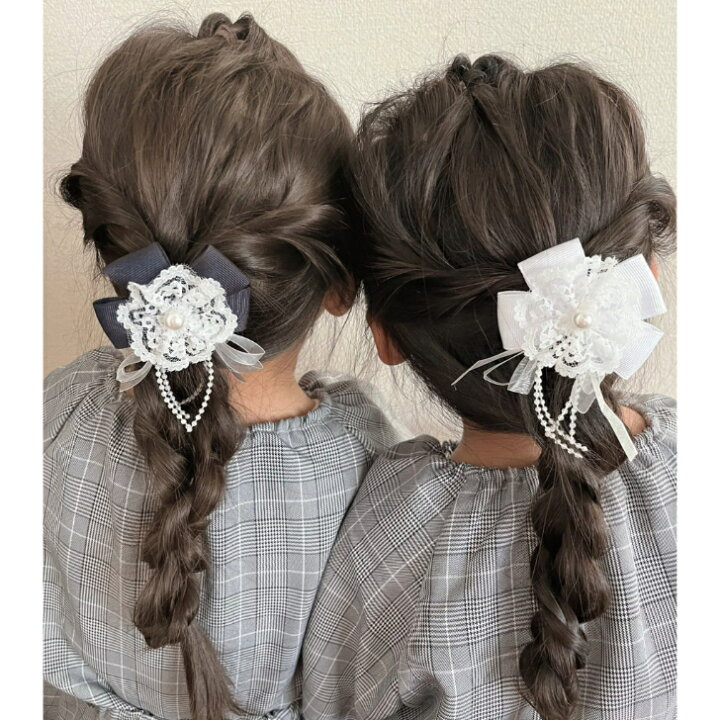 楽天市場】【 ヘアゴム キッズ 】グログラン レース フォーマル リボン  