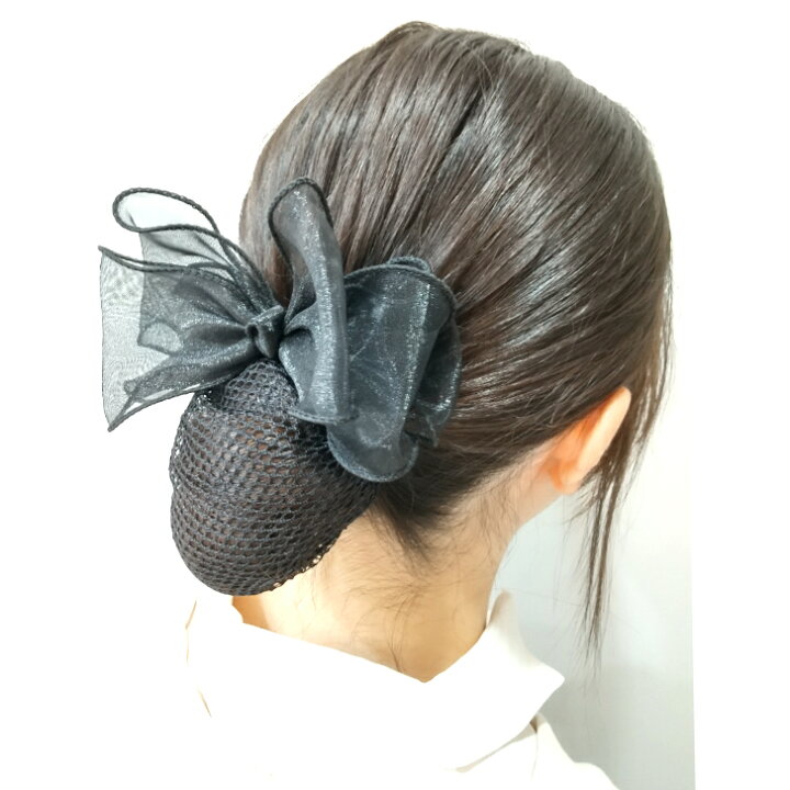 楽天市場】オーガンジー リボン ネット 付 バレッタ (1コ) | ブラック  
