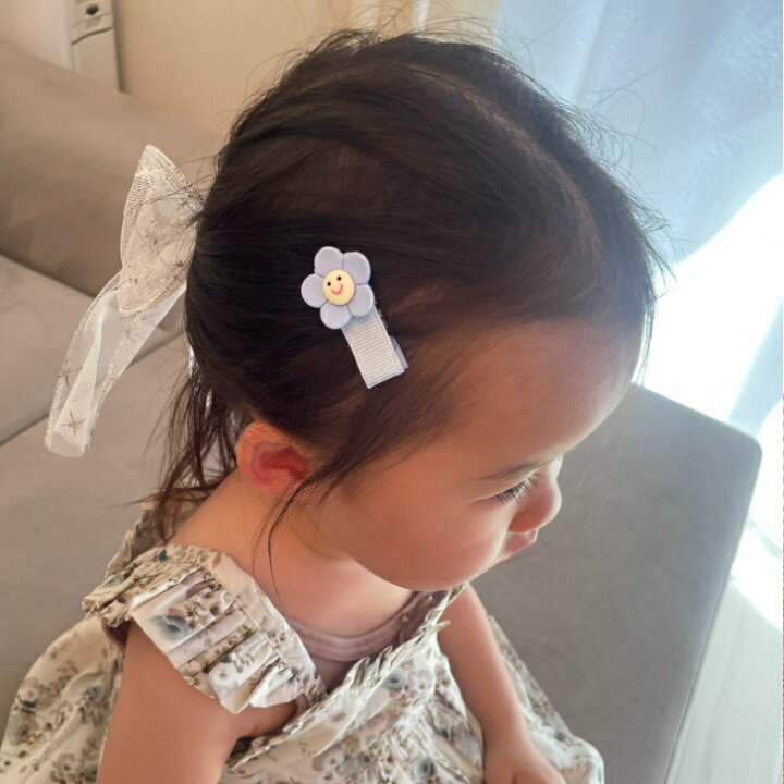 楽天市場】【 キッズ ヘアクリップ 】スマイル フラワー モチーフ 3.5 