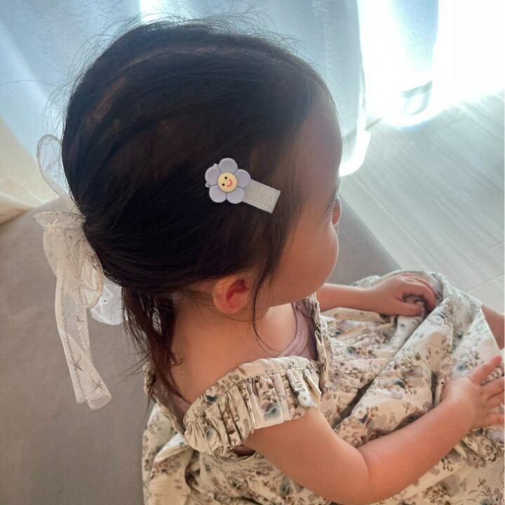 楽天市場】【 キッズ ヘアクリップ 】スマイル フラワー モチーフ 3.5  