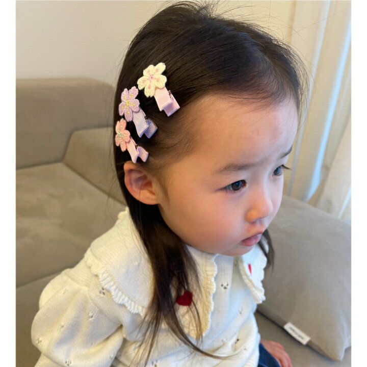 楽天市場】【 ベビー ヘアクリップ 】刺繍 桜 3.5cm 滑り止め付 (1コ 