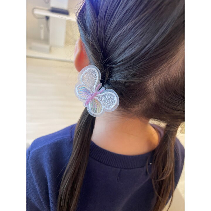 楽天市場】【 ヘアゴム キッズ 】刺繍 蝶 リング ヘアゴム (1コ 