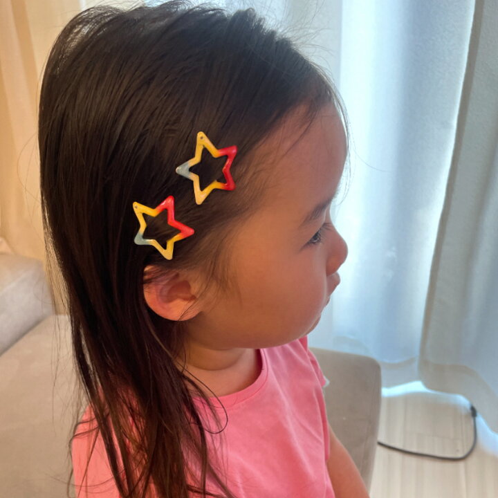 楽天市場】レインボー カラー 星型 パッチンどめ ヘアクリップ (2コ 