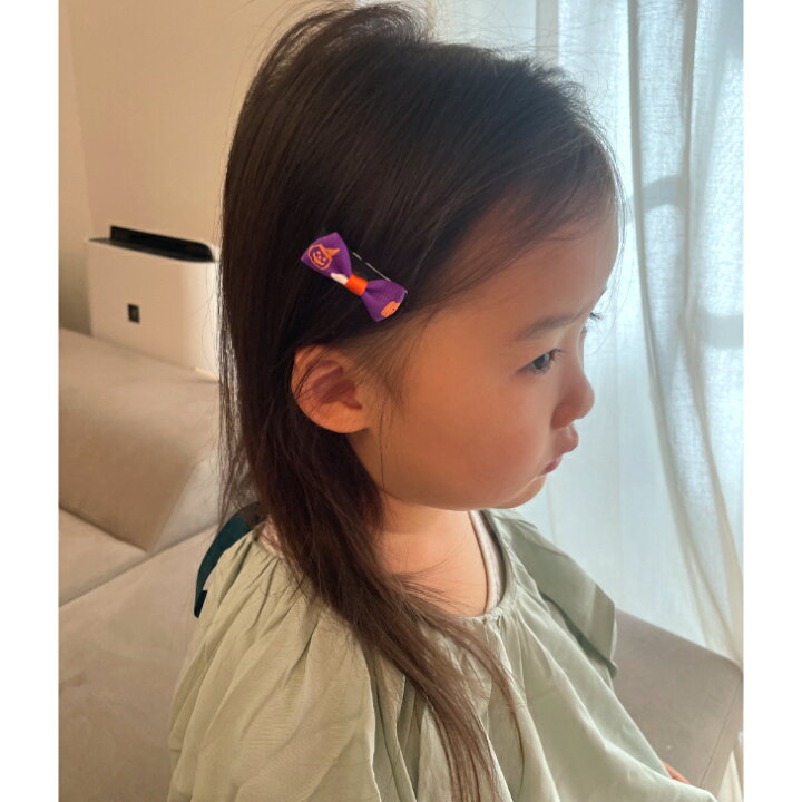 楽天市場】【 ベビー ヘアクリップ 】ハロウィン 柄 パープル リボン 