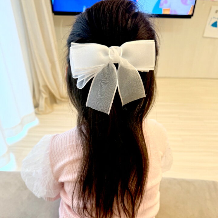 楽天市場】オーガンジー 三重 リボン ヘアゴム or ポニーフック (1コ  