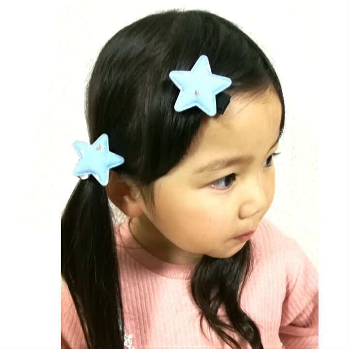 楽天市場】【 ベビー ヘアクリップ 】スター柄 デニム スター ヘア 