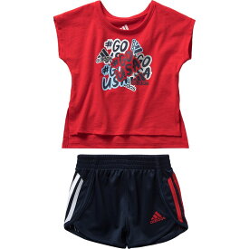 (取寄) アディダス インファント ガールズ グラフィック T-シャツ メッシュ ショート セット - インファント ガールズ Adidas infant girls Graphic T-Shirt Mesh Short Set - Infant Girls' Vivid Red