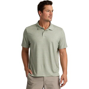 (���) �t���[�t���C �����Y �G���x�[�g �|�� �V���c - �����Y Free Fly men Elevate Polo Shirt - Men's Smooth Sailing Stripe - Heather Desert Sage