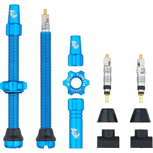 (���) �E���t�g�D�[�X�R���|�[�l���c �`���[�u���X �o���u �X�e���Y Wolf Tooth Components Tubeless Valve Stems Blue