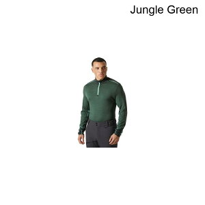 (���) �w���[�n���Z�� �����Y ���t�@ �����m �~�b�h�E�G�C�g 1/2 �W�b�v �g�b�v - �����Y Helly Hansen men Lifa Merino Midweight 1/2 Zip Top - Men's Jungle Green