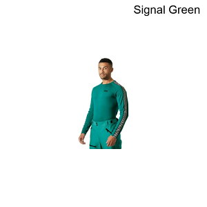 (���) �w���[�n���Z�� �����Y ���t�@ �A�N�e�B�u �X�g���C�v �N���[ �g�b�v - �����Y Helly Hansen men Lifa Active Stripe Crew Top - Men's Signal Green