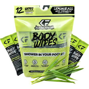 (���) �{�f�B ���C�v�X - 12-�p�b�N Klean Freak Body Wipes - 12-Pack Lemongrass/Citronella, 12-Pack