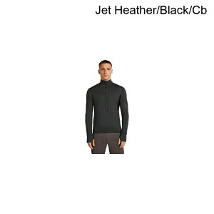 (���) �A�C�X�u���C�J�[ �����Y �����m �u�����h 200 ���A���t���[�X �f�B�Z���_�[ Ls 1/2-�W�b�v �g�b�v - �����Y Icebreaker men Merino Blend 200 RealFleece Descender LS 1/2-Zip Top - Men's Jet Heather/Black/Cb