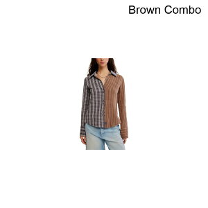(���) �t���[�s�[�v�� ���f�B�[�X �x�j�[ �X���� YD �v���C�h �V���c - �E�B�����Y Free People women Benny Slim Yd Plaid Shirt - Women's Brown Combo