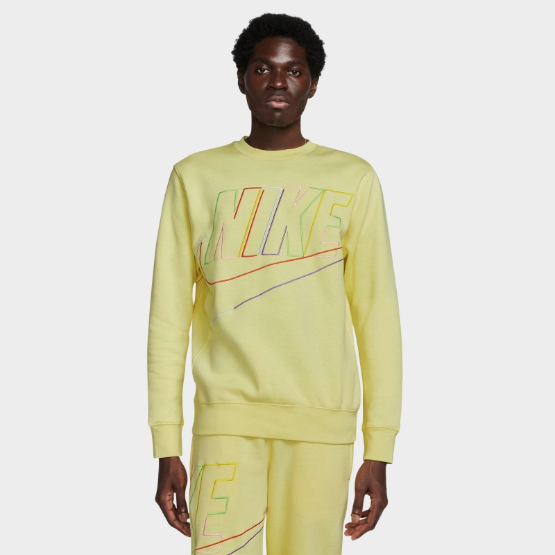 (取寄) ナイキ クラブ フリース  フューチュラ フリース クルーネック スウェットシャツ Nike Club Fleece  Futura Fleece Crewneck Sweatshirt lemon chiffon DX0529_706