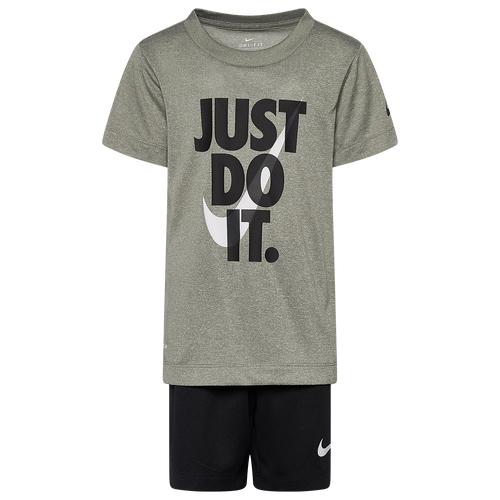 NIKE 新しいコレクション ナイキ ウェア ファッション ブランド 取寄 ボーイズ JDI Tシャツ 激安通販の ショート セット - トドラー Short White Set Heather Boys' Boys Nike Toddler T-Shirt Dark Black Grey