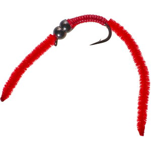 (���) �����^�i�t���C�J���p�j�[ �_�u�� �r�[�Y ���u �E�H�[�� �j���t �t���C - �_�Y�� Montana Fly Company Jake's Double Bead Rib Worm Nymph Fly - Dozen Red