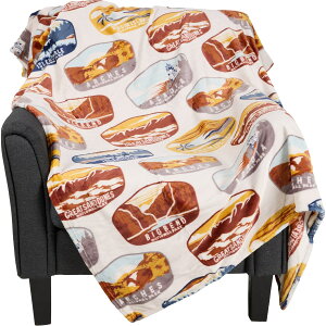 (���) �i�V���i�� �p�[�N �v�����e�b�h �x���l�b�g �v���b�V�� �X���[ �u�����P�b�g - 400 gsm, 50x70�C���` Yellow Valley National Park Printed Velvet Plush Throw Blanket - 400 gsm, 50x70�h Taupe/Brown