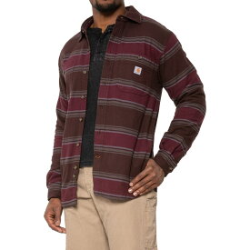 (取寄) カーハート 104913 ビッグ アンド トール ラギッド フレックス フランネル シャツ - フリース ラインド, ロング スリーブ Carhartt 104913 Big and Tall Rugged Flex Flannel Shirt - Fleece Lined, Long Sleeve Dark Brown Stripe