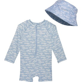 (取寄) エディーバウアー インファント ボーイズ ラッシュ ガード ボディスーツ ウィズ バケット ハット - Upf 30, ロング スリーブ Eddie Bauer Infant Boys Rash Guard Bodysuit with Bucket Hat - UPF 30, Long Sleeve Soft Blue