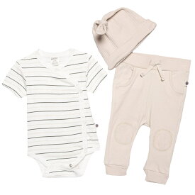 (取寄) インファント ボーイズ コットン ベイビー ボディスーツ パンツ アンド ハット セット - ショート スリーブ BLUEBERRY ORGANICS Infant Boys Cotton Baby Bodysuit, Pants and Hat Set - Short Sleeve Taupe