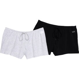 (取寄) ダンスキン オーガニック コットン ラウンジ ショーツ - 2-パック Danskin Organic Cotton Lounge Shorts - 2-Pack Bleached Htr Grey/Black