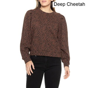(���) �}�������C���[ ���f�B�[�X �}���� ���C���[ �p�t �X���[�u �X�E�F�b�g�V���c Marine Layer women Enya Puff Sleeve Sweatshirt Deep Cheetah