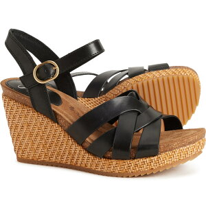 (���) �\�t�g ���f�B�[�X �\�t�g �J�����i �E�F�b�W �T���_�� - ���U�[ Sofft women Carlana Wedge Sandals - Leather (For Women) Black