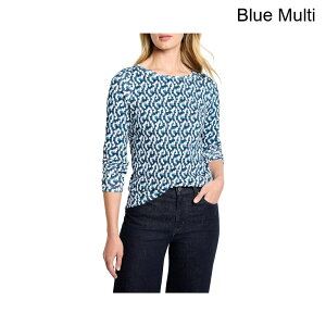 (���) �j�b�N+�]�[�C �����O�X���[�u�v�����e�b�h�{�[�g�e�B�[ nic+zoe Long Sleeve Printed Boat Tee