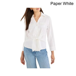 (���) �j�b�N+�]�[�C �v�`�A�C�R�j�b�N�^�C�t�����g�V���c nic+zoe Petite Iconic Tie Front Shirt