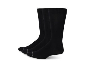 (���) �t���[�V���C�� �����Y �o���u�[ �t���b�c �N���[ �h���X 3-�p�b�N �\�b�N�X Florsheim men Bamboo Flat Crew Dress 3-Pack Socks Black