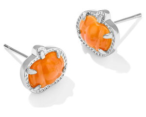 (���) �P���h���X�R�b�g �p���v�L�� �X�^�b�Y �C�������O�X Kendra Scott Pumpkin Stud Earrings Silver Orange Mother Of Pearl