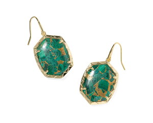 (���) �P���h���X�R�b�g �_�t�l �h���b�v �C�������O�X Kendra Scott Daphne Drop Earrings Gold Bronze Veined Green Malachite