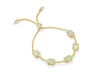 (���) �P���h���X�R�b�g �n���[ �f���P�[�g �`�F�C�� �u���X���b�g Kendra Scott Hallie Delicate Chain Bracelet Gold Opalite Illusion