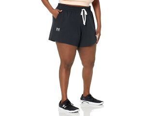 (���) �A���_�[�A�[�}�[ ���f�B�[�X ���C�o�� �e���[ �V���[�c Under Armour women Rival Terry Shorts Black/White 1