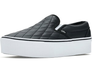 (���) �o���Y ���j�Z�b�N�X �N���V�b�N �X���b�|�� �X�^�b�N�t�H�[�� Vans unisex Classic Slip-On Stackform Quilted Leather Black