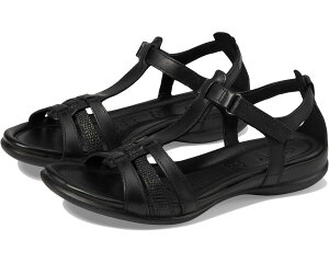 (���) �G�R�[ ���f�B�[�X �t���b�V�� T�X�g���b�v �T���_�� ECCO women Flash T-Strap Sandal Black/Black