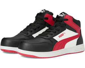 (���) �v�[�} �Z�[�t�e�B�[ �����Y �t�����g�R�[�g ���U�[ �~�b�h ASTM �G�[ PUMA Safety men Frontcourt Leather Mid ASTM EH Black/White/Red