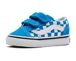 (���) �o���Y �L�b�Y �I�[���h �X�N�[�� V (�C���t�@���g/�g�h���[) Vans kids Old Skool V (Infant/Toddler) Color Theory Checkerboard Bright Azure