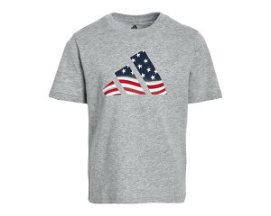 (���) �A�f�B�_�X �L�b�Y USA �t���b�O ���S �e�B�[ (�g�h���[/���g�� �L�b�Y) adidas kids Usa Flag Logo Tee (Toddler/Little Kids) Medium Grey Heather 1