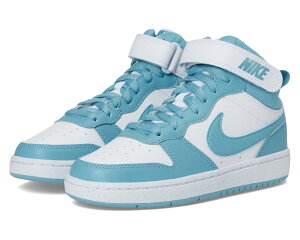 (���) �i�C�L �L�b�Y �R�[�g �{���[ �~�b�h 2 (�r�b�O �L�b�h) Nike kids Court Borough Mid 2 (Big Kid) White/Denim Turquoise