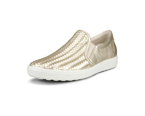 (���) �G�R�[ ���f�B�[�X �\�t�g 7 �E�[�u�� �X���b�|�� �� ECCO women Soft 7 Woven Slip-On II Pure White Gold