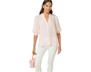 (���) �����[ �s�����b�c�@�[ ���f�B�[�X �~�A���[ �G���{�[ �X���[�u ���l�� �g�b�v Lilly Pulitzer women Mialeigh Elbow Sleeve Linen Top Pink Muse X Resort White