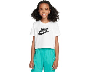 (���) �i�C�L �L�b�Y �N���b�v�h �t���[�`���� T-�V���c (���g�� �L�b�h/�r�b�O �L�b�h) Nike kids Cropped Futura T-Shirt (Little Kid/Big Kid) White