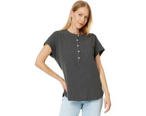 (���) �t�@���e�B ���f�B�[�X �h���[�� �R�b�g�� �f�Y�����h �g�b�v Faherty women Dream Cotton Desmond Top Washed Black