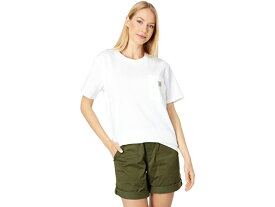 (取寄) カーハート レディース WK87 ワークウェア ポケット ショート スリーブ T-シャツ Carhartt women Carhartt WK87 Workwear Pocket Short Sleeve T-Shirt White
