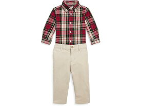 (取寄) ラルフローレン キッズ ボーイズ オックスフォード シャツ アンド ストレッチ チノ パンツ セット (インファント) Polo Ralph Lauren Kids boys Polo Ralph Lauren Kids Oxford Shirt & Stretch Chino Pants Set (Infant) Red/White Multi/Stone