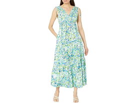 (取寄) マギー ロンドン レディース フローラル プリント マキシ ウィズ ショルダー ギャザー ドレス Maggy London women Maggy London Floral Print Maxi with Shoulder Gather Dress Soft White/Aqua