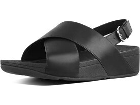 (取寄) フィットフロップ レディース ルル クロスバック ストラップ サンダル - レザー FitFlop women FitFlop Lulu Cross-Back Strap Sandals - Leather Black