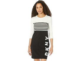 (取寄) ダナキャランニューヨーク レディース ホリゾンタル ストライプ Tシャツ ドレス DKNY women DKNY Horizontal Stripe Tee Dress Black